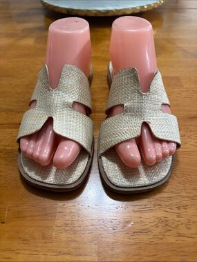 Cushionaire Woven Straw Slide Sandals